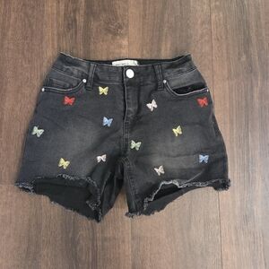 Girls Black Shorts with Colorful Butterfly Accents